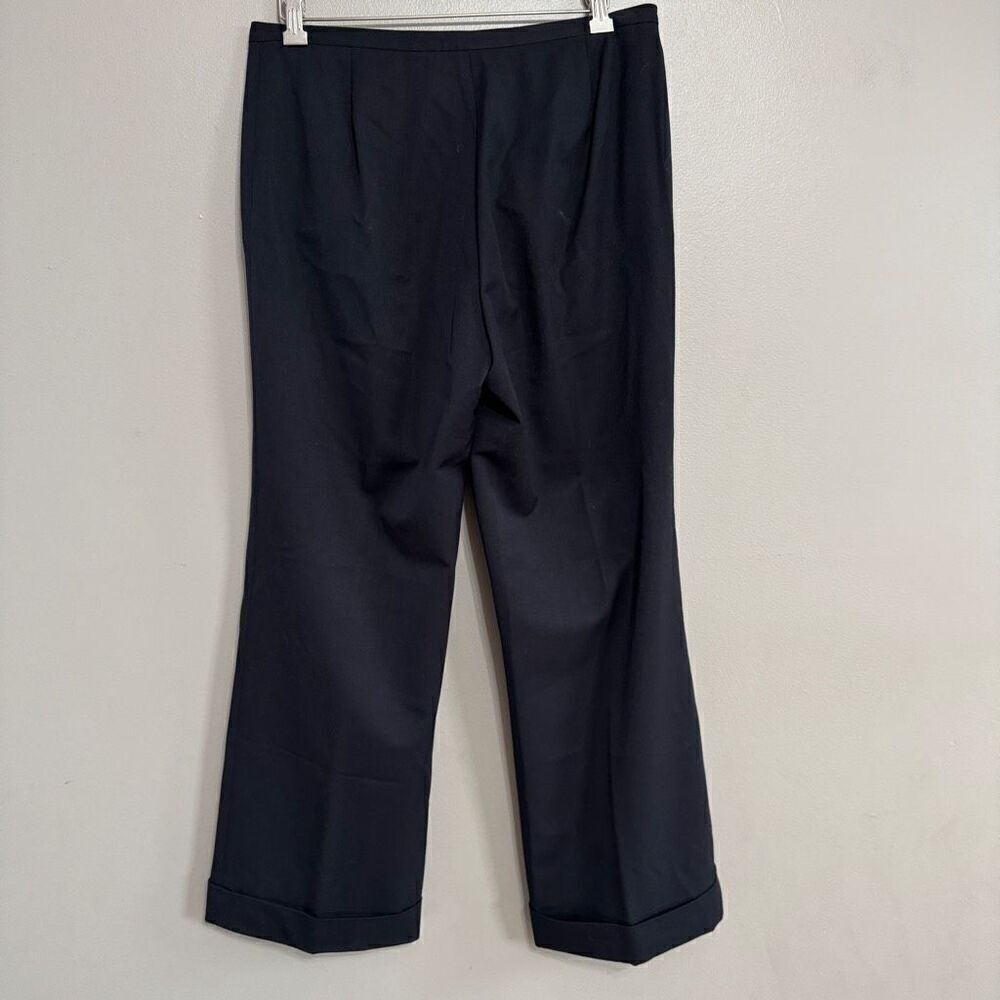 LAFAYETTE 148 NY || Black Wide Leg Cuff In Wool Pant size 10 - Picture 2 of 7